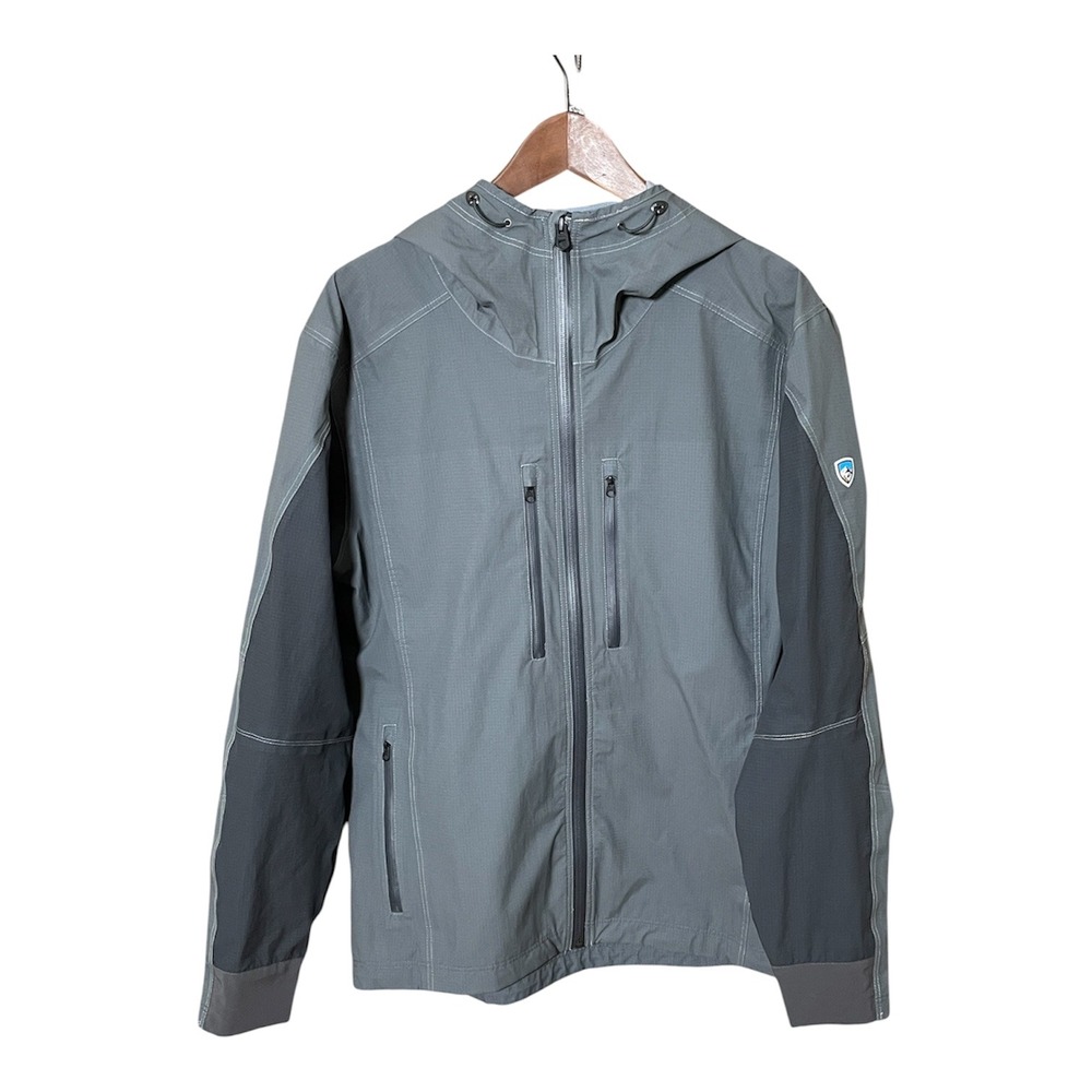 Kuhl Projekt Mens Gray Hooded Softshell Jacket Full Zip Ripstop Size M